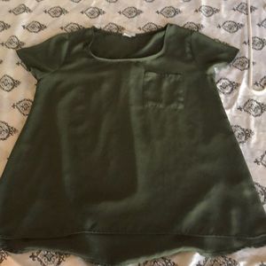 Sheer green short sleeve blouse